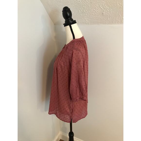 Garnet Hill Elbow-Sleeve Swiss-Dot Blouse - Size Medium - Picture 2 of 12